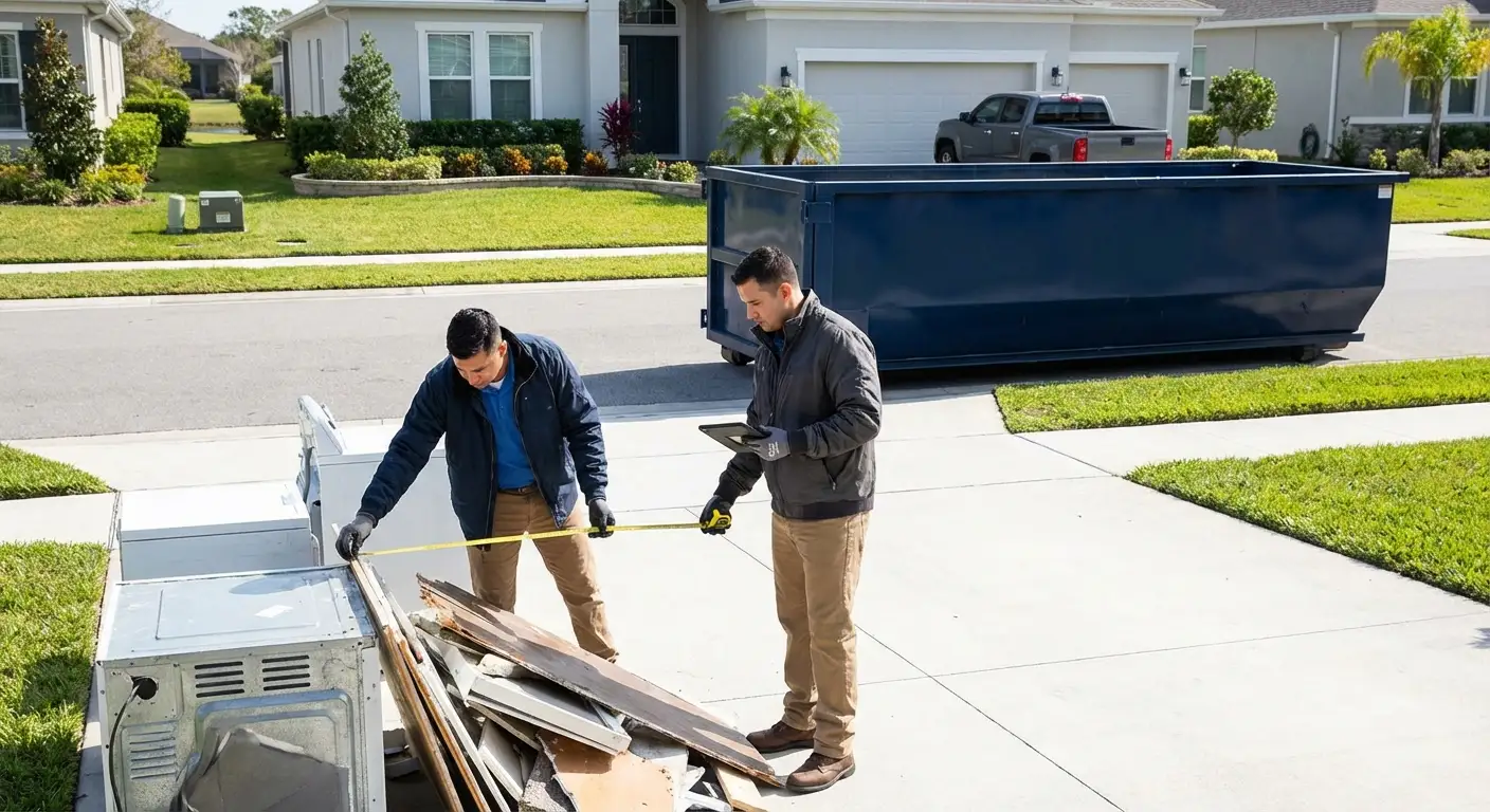 Concrete dumpster rental delivery truck in Aurora, CO