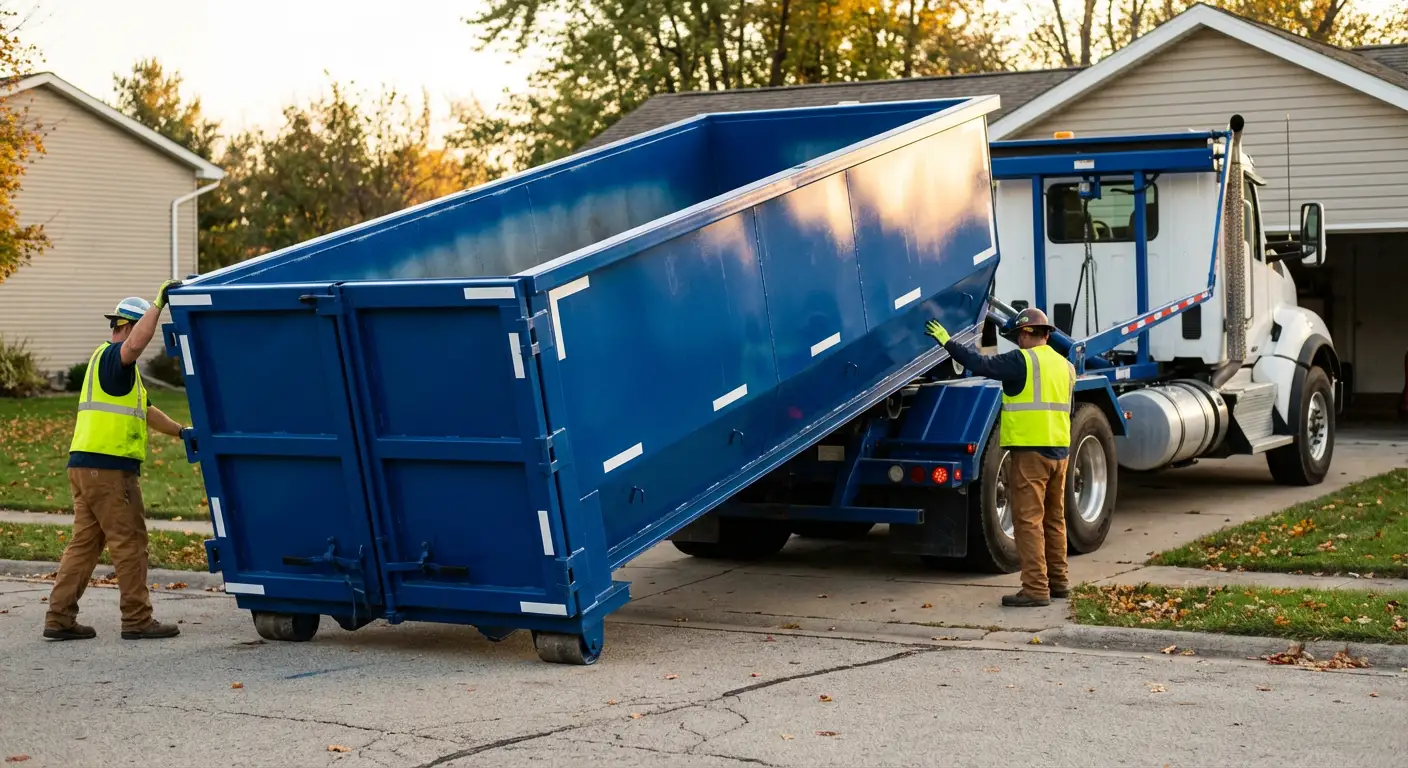 Roll-off dumpster delivery truck in Aurora, CO